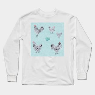 Splash Ameraucana Pattern Blue Long Sleeve T-Shirt